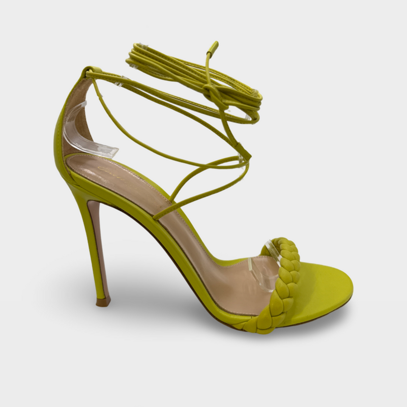 Gianvito Rossi Lime Green Leather Heeled Sandals