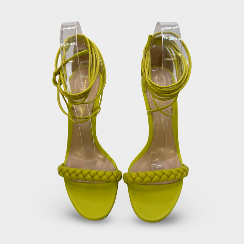 Gianvito Rossi Lime Green Leather Heeled Sandals