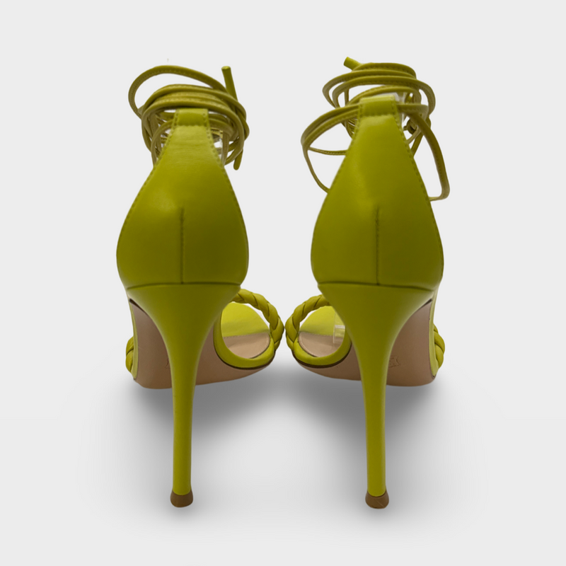 Gianvito Rossi Lime Green Leather Heeled Sandals