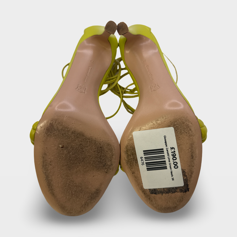 Gianvito Rossi Lime Green Leather Heeled Sandals