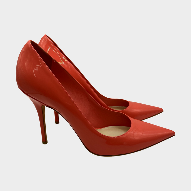 Dior  coral pink patent leather pumps