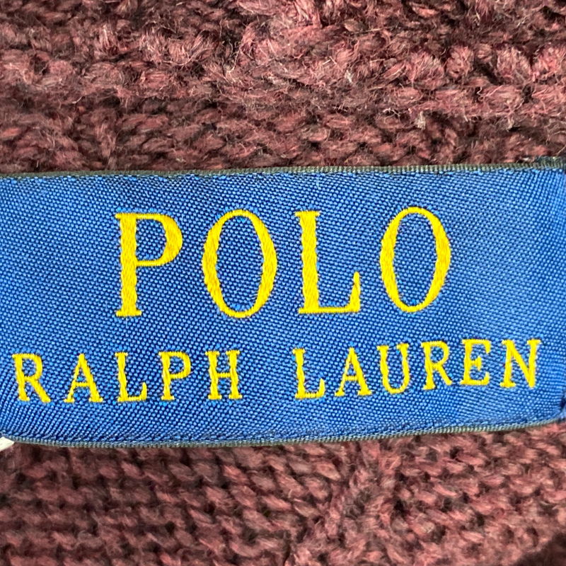 Polo Ralph Lauren men's burgundy cable knit hoodie jumper