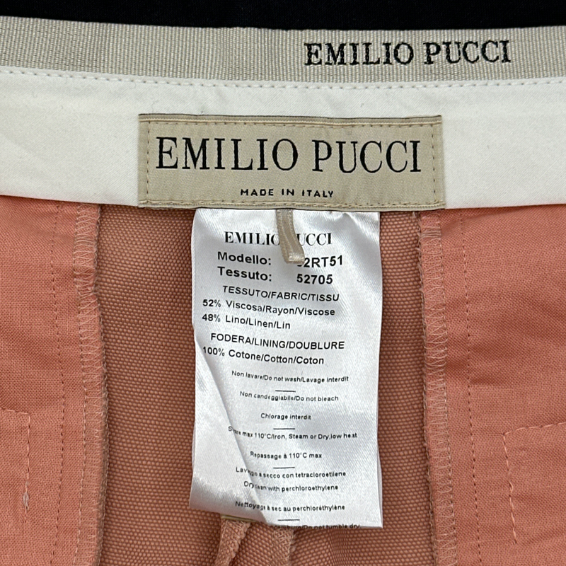 Emilio Pucci women's pink blush linen blend flared trousers