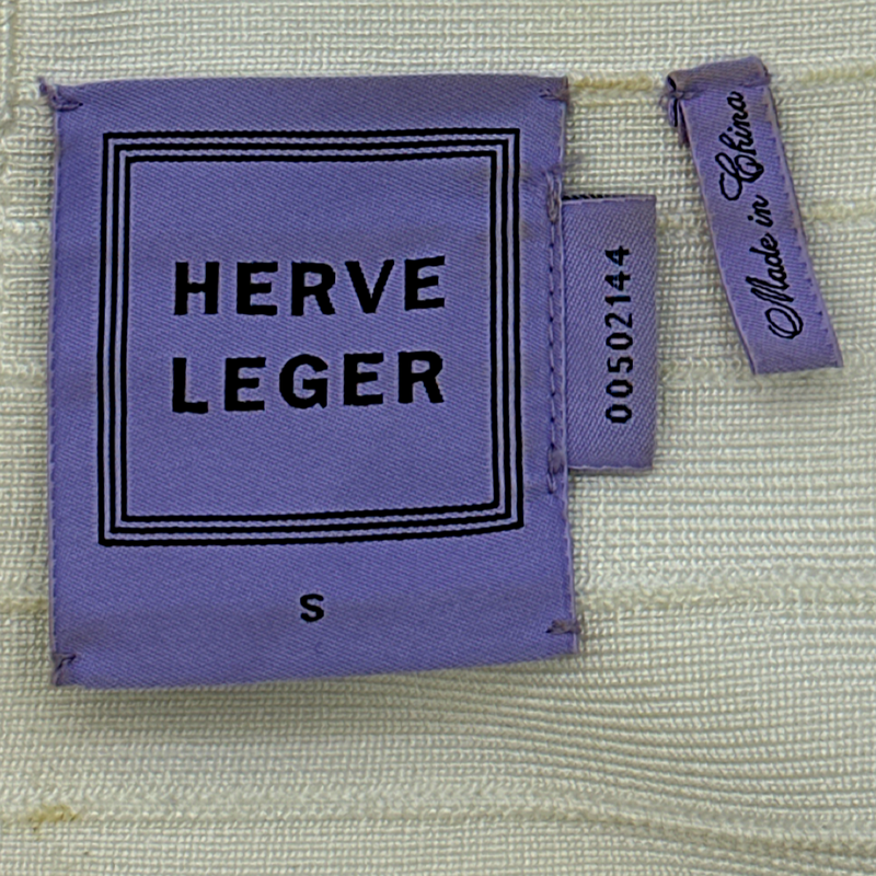 Herve Leger white panelled bandage open-shoulder zipped top