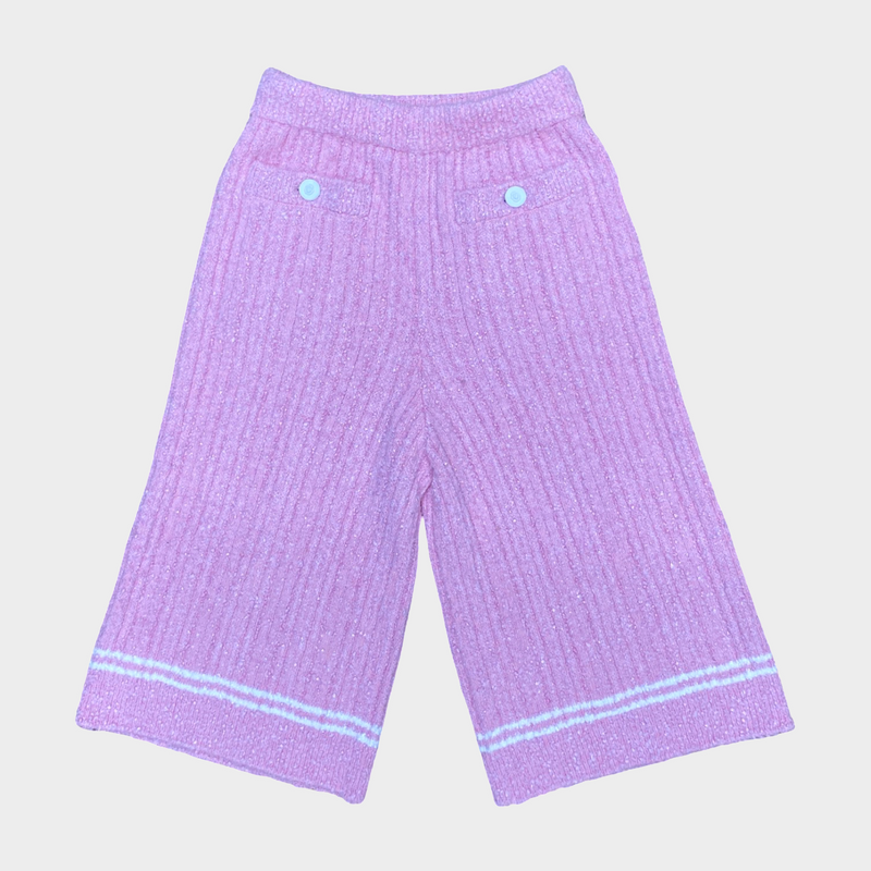 Chanel 2022 women's baby pink knitted long shorts