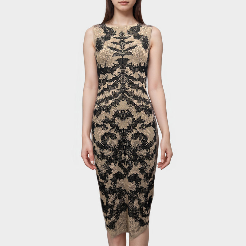 Alexander McQueen Pink and Black Lace Dress