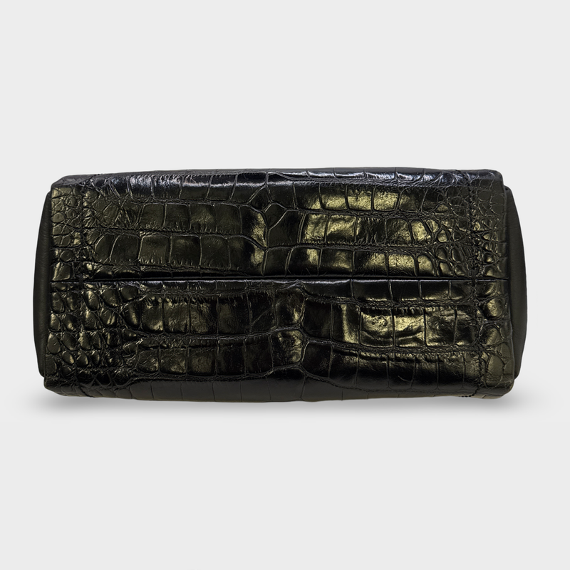 Lanvin Women's Black Croc pattern leather Clutch Bag