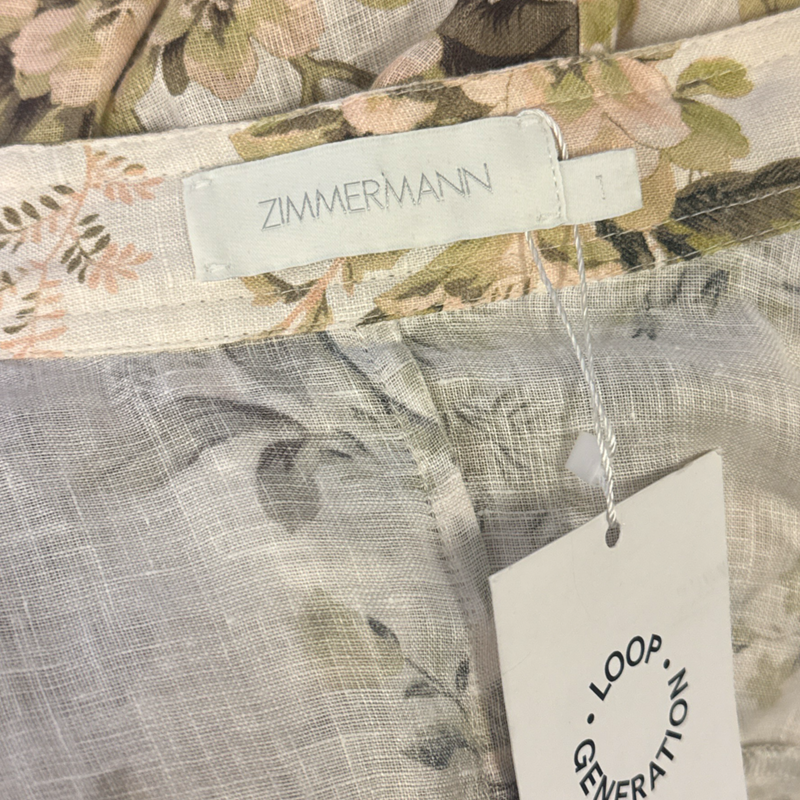Zimmermann Women's Ecru And green Floral print Linen Jumpsuit
