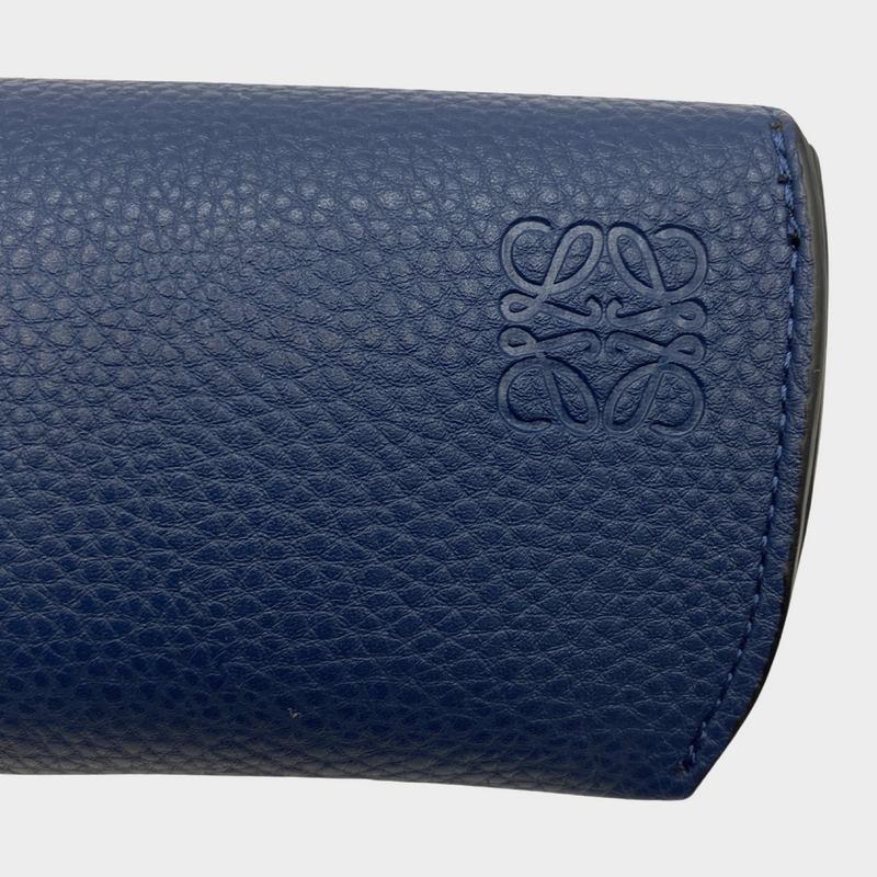 Loewe women's blue acetate and gold rim rectangular micro sunglasses