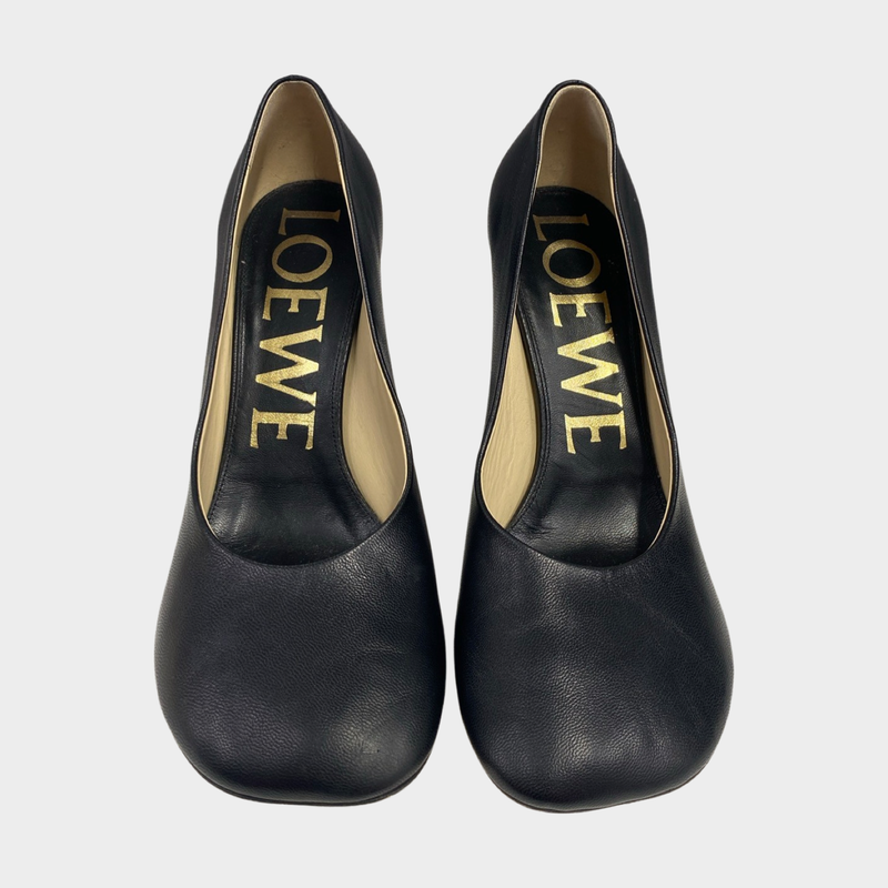 Loewe women's black toy petal leather heels