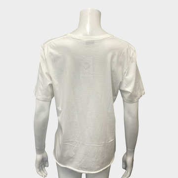 Saint Laurent women's white cotton heart logo print t-shirt