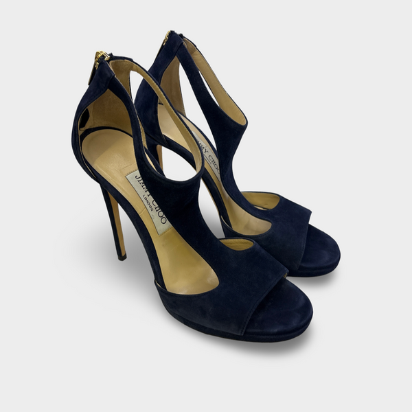 Jimmy Choo Navy Blue Suede Heels – Loop Generation