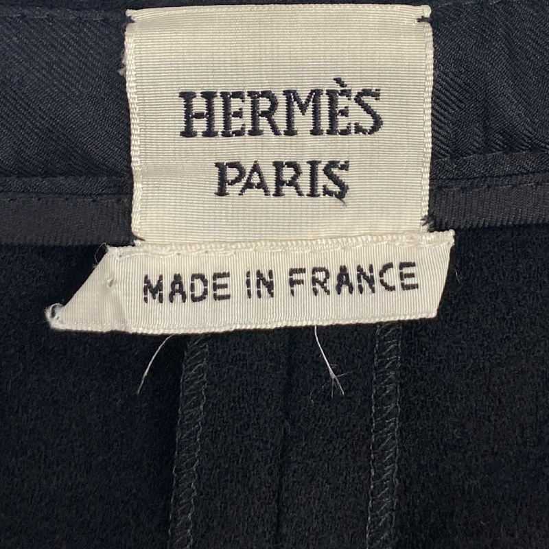 Hermes women's black wool straight trousers