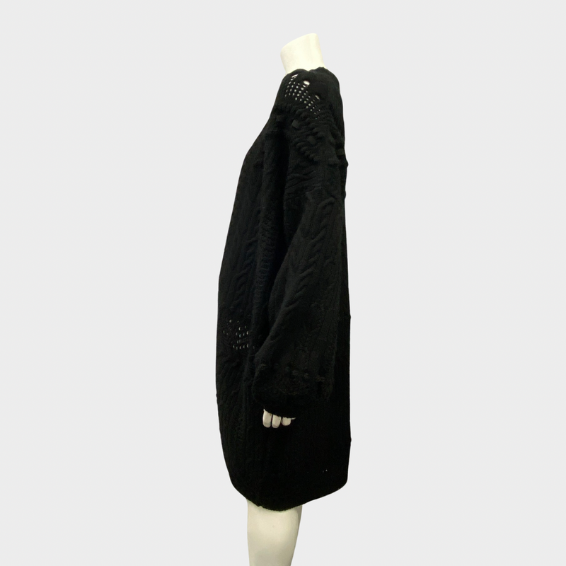 Elie Saab women's black wool oversized long cardigan