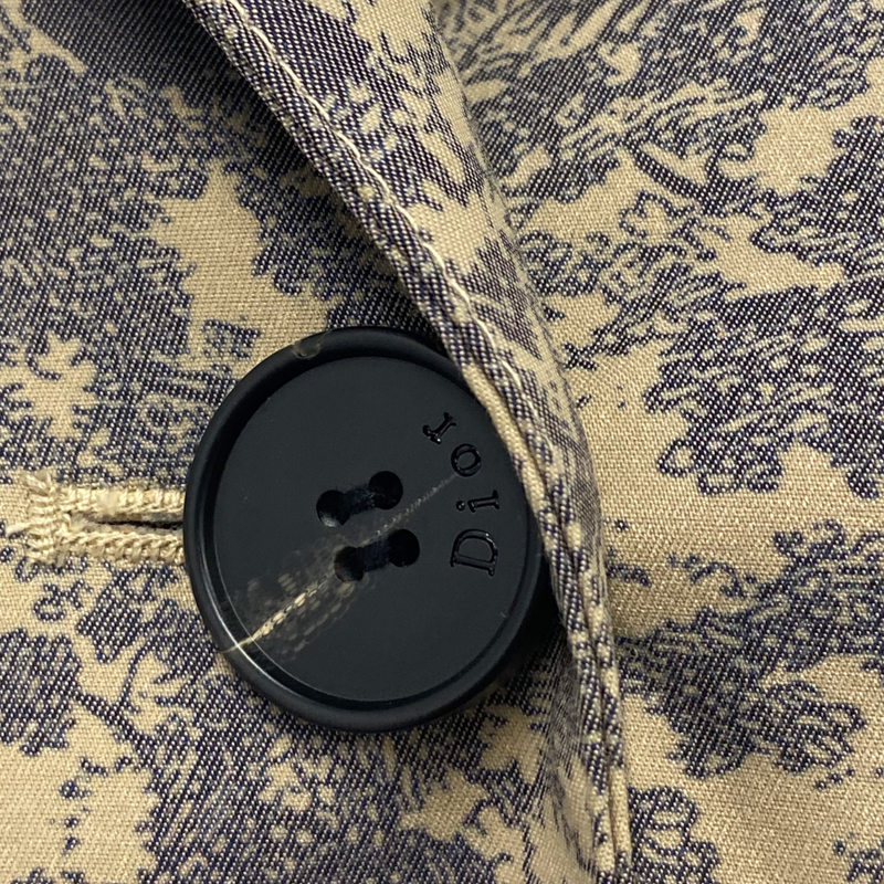 Christian Dior women's beige 'Dioriviera' Motif Toile De Jouy print trench coat with monogram oblique accents