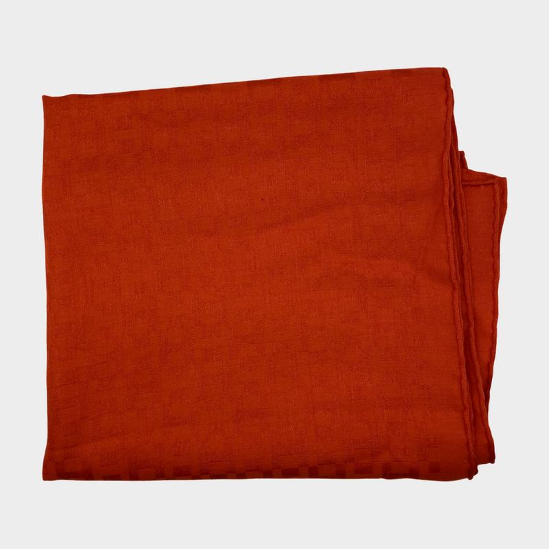 Hermes women's red cashmere blend H monogram print scarf