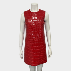 Miu Miu red patent leather effect croc-mock print dress