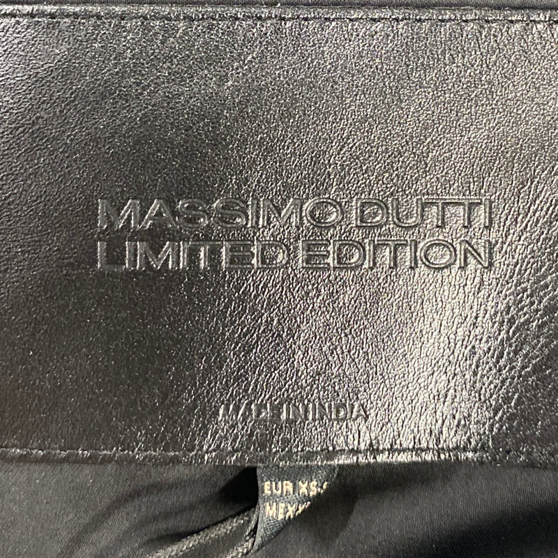 Massimo Dutti women's black limited edition leather kimono coat