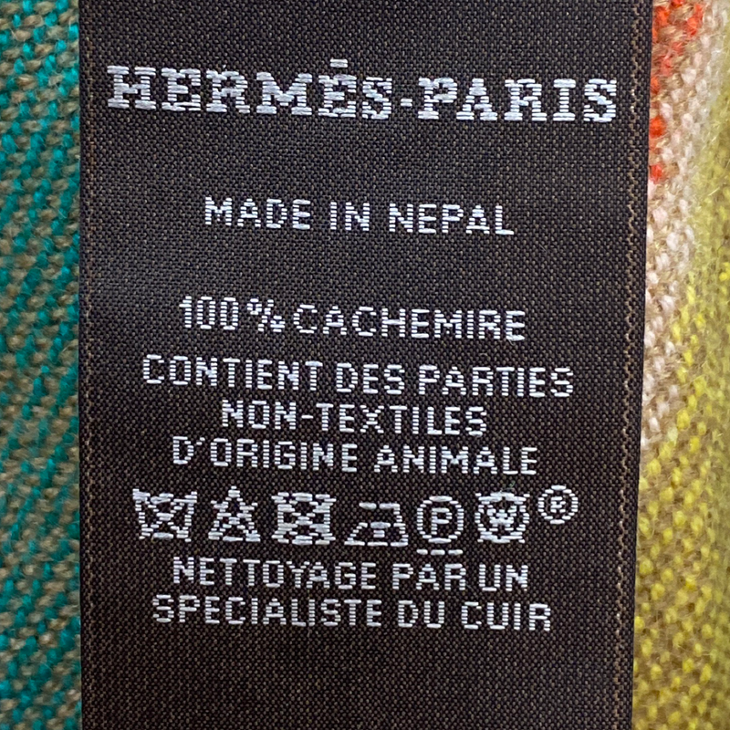 Hermes camel Cashmere scarf with leather trim