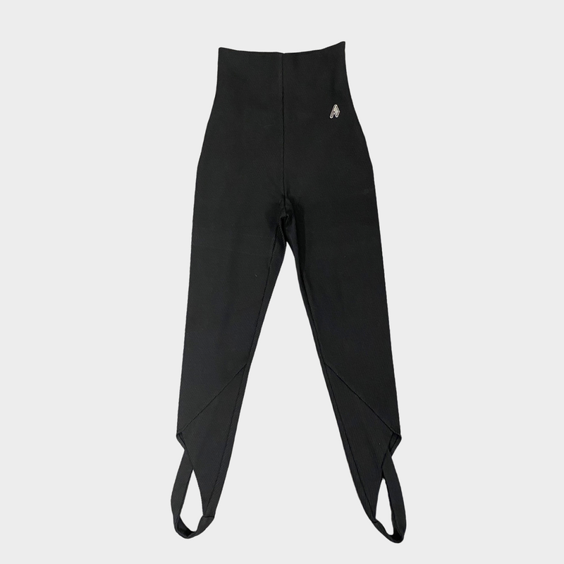 The Attico women's black cotton blend 'High-rise stirrup' leggings