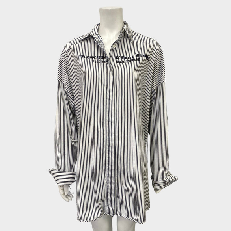 Juun J women's white & navy striped oversized shirt