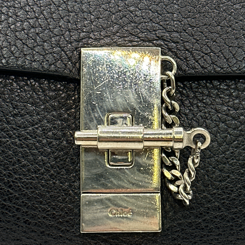 CHLOÉ black grained leather Drew crossbody bag