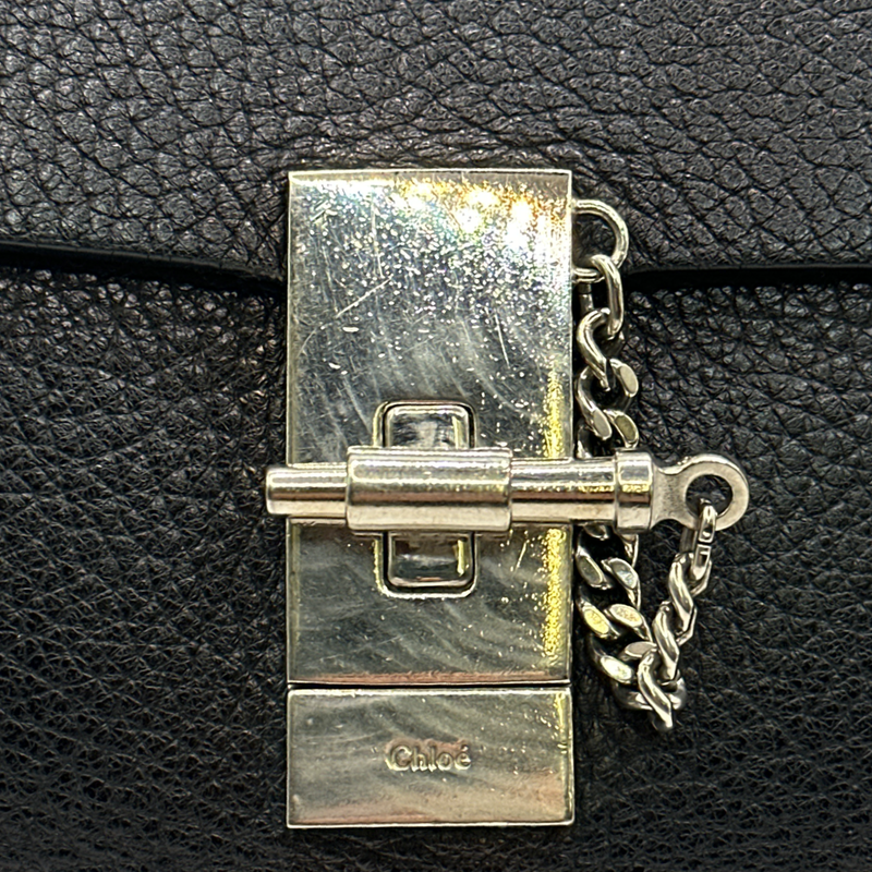 CHLOÉ black grained leather Drew crossbody bag