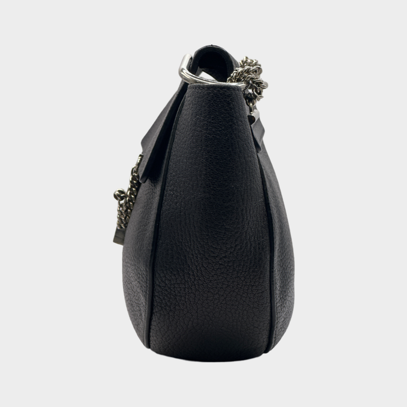 CHLOÉ black grained leather Drew crossbody bag