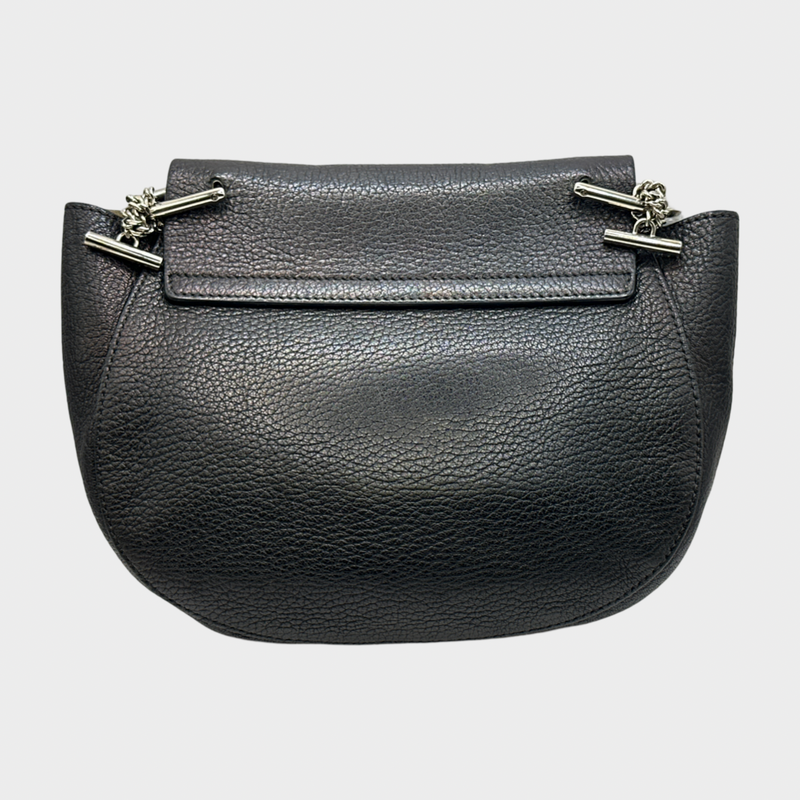 CHLOÉ black grained leather Drew crossbody bag