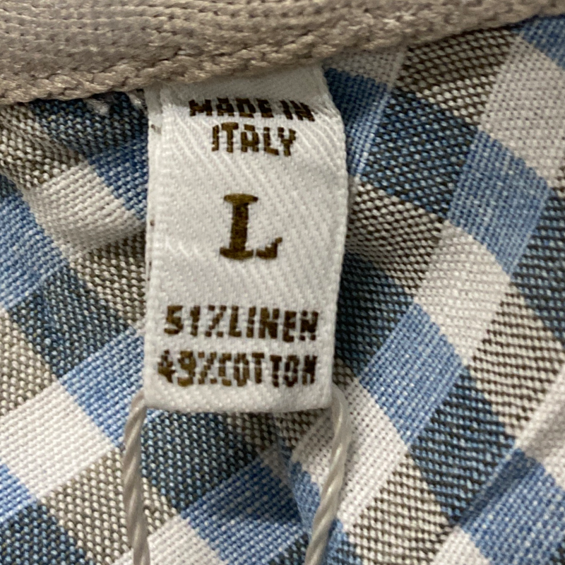 Brunello Cucinelli men's blue & white checked cotton shirt