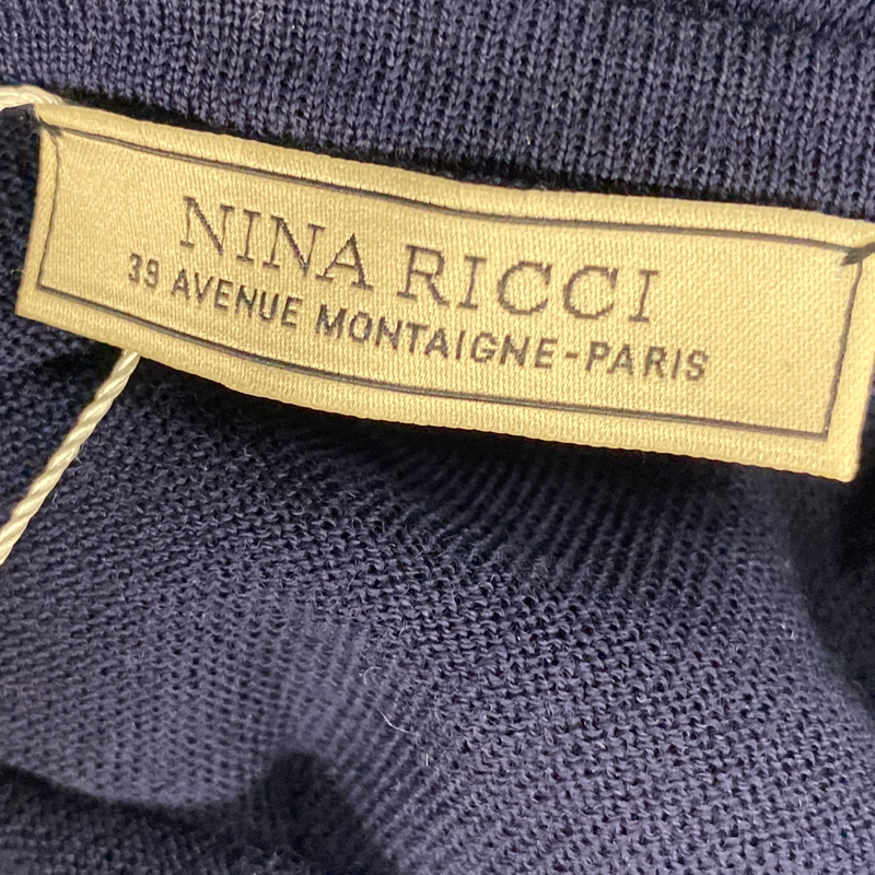 Nina Ricci women's navy knitted wool matching cami and cardigan set