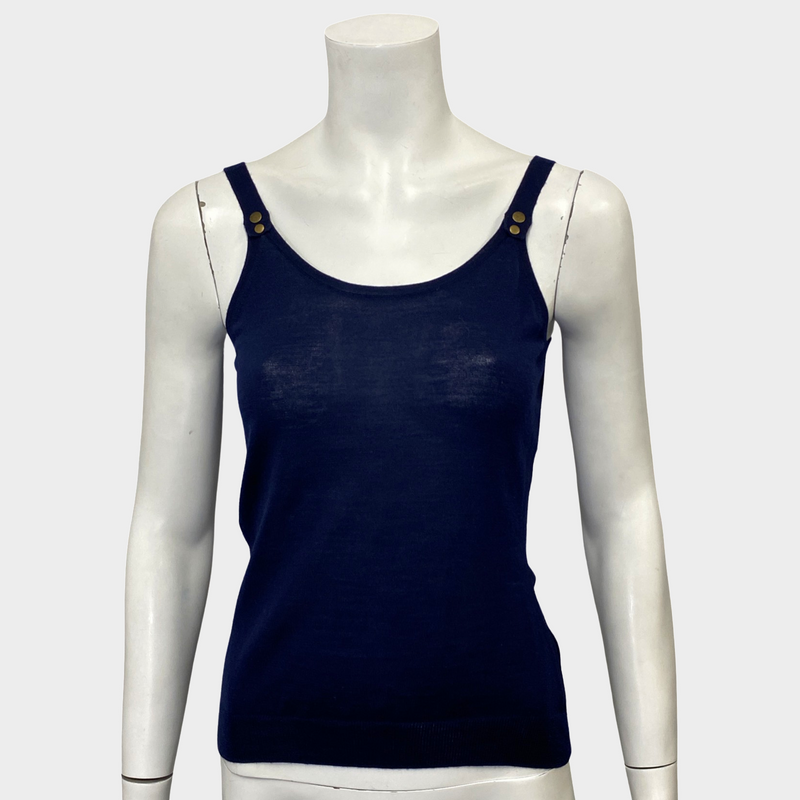 Nina Ricci women's navy knitted wool matching cami and cardigan set