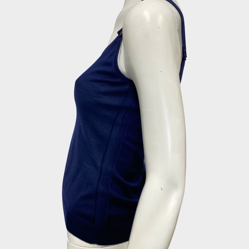 Nina Ricci women's navy knitted wool matching cami and cardigan set