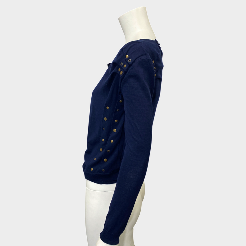 Nina Ricci women's navy knitted wool matching cami and cardigan set