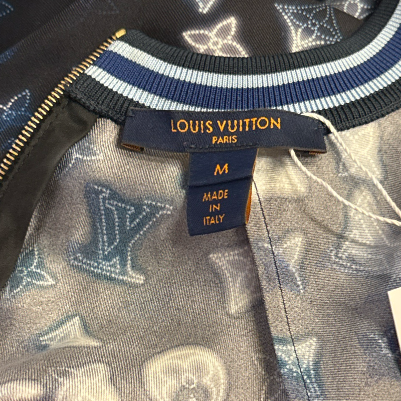 Louis Vuitton Navy Blue Monogram Pattern Silk Mini Dress