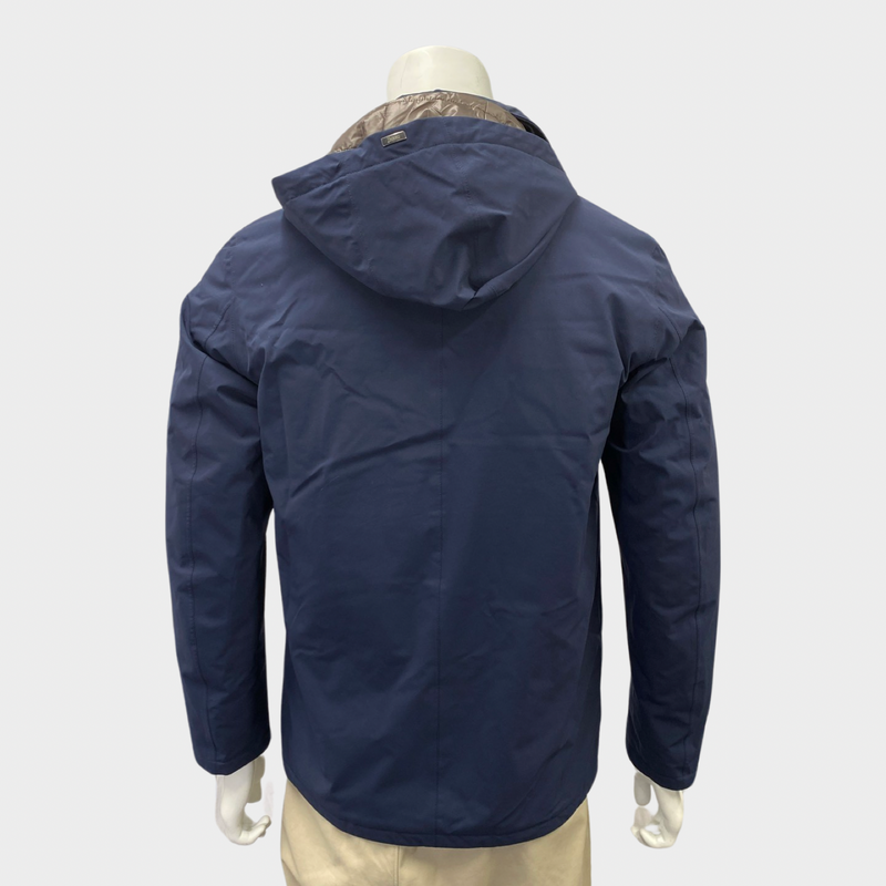 Herno men's navy light puffer packable travel jacket