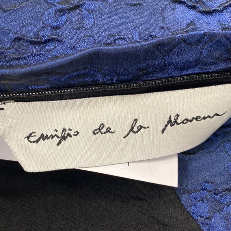 Emilio de la morena navy silk floral lace mini dress