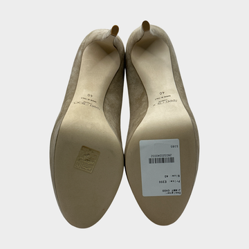 Escarpins Manolo Blahnik LAUSAM - Daim Taupe, Talon Compensé, Taille 40.5 - Neuf Sans Boîte