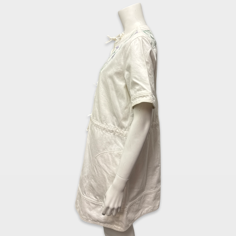 ALEXANDER MCQUEEN White denim Dress with floral embroidery