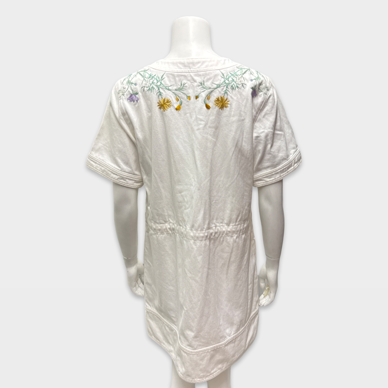 ALEXANDER MCQUEEN White denim Dress with floral embroidery