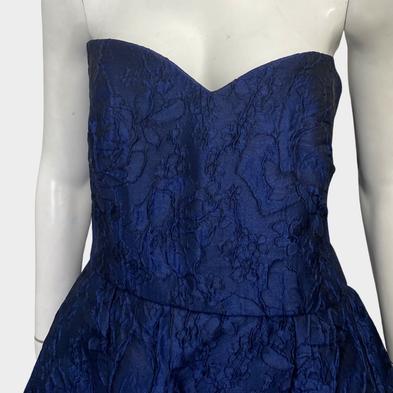 Emilio de la morena navy silk floral lace mini dress
