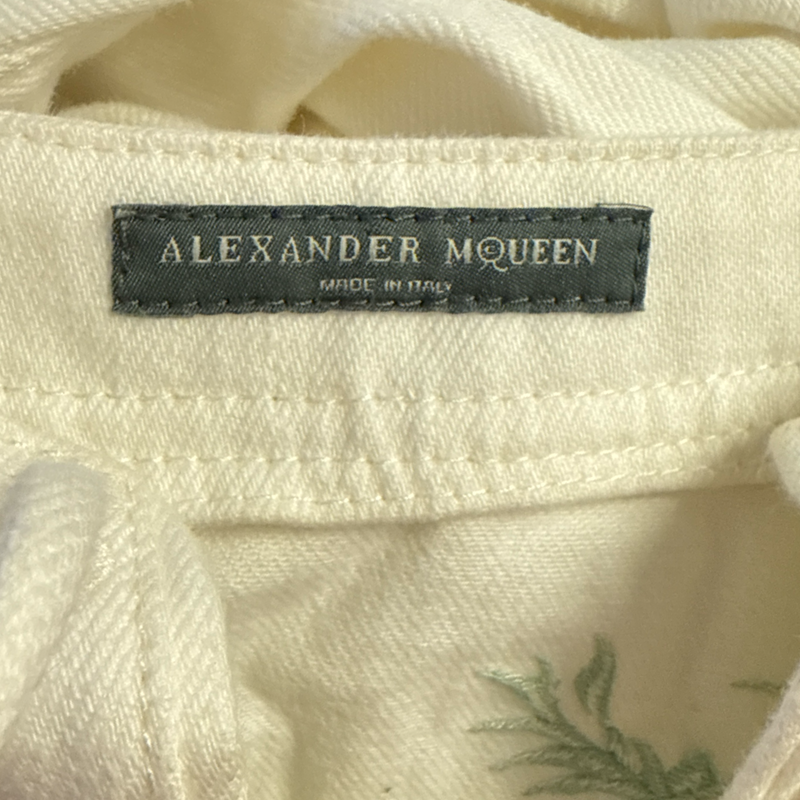 ALEXANDER MCQUEEN White denim Dress with floral embroidery