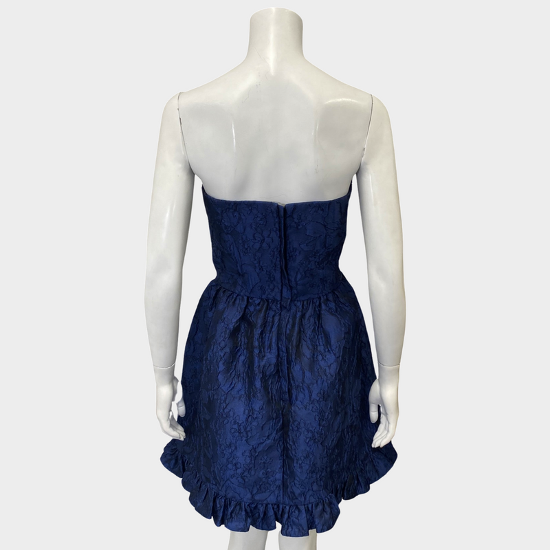 Emilio de la morena navy silk floral lace mini dress
