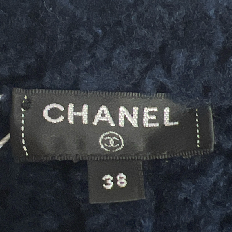 Chanel Women's CC Logo Navy Wool Jumper