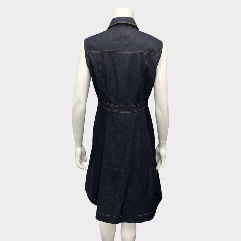 Carolina Herrera navy denim button-down sleeveless dress