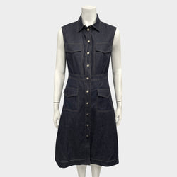 Carolina Herrera navy denim button-down sleeveless dress