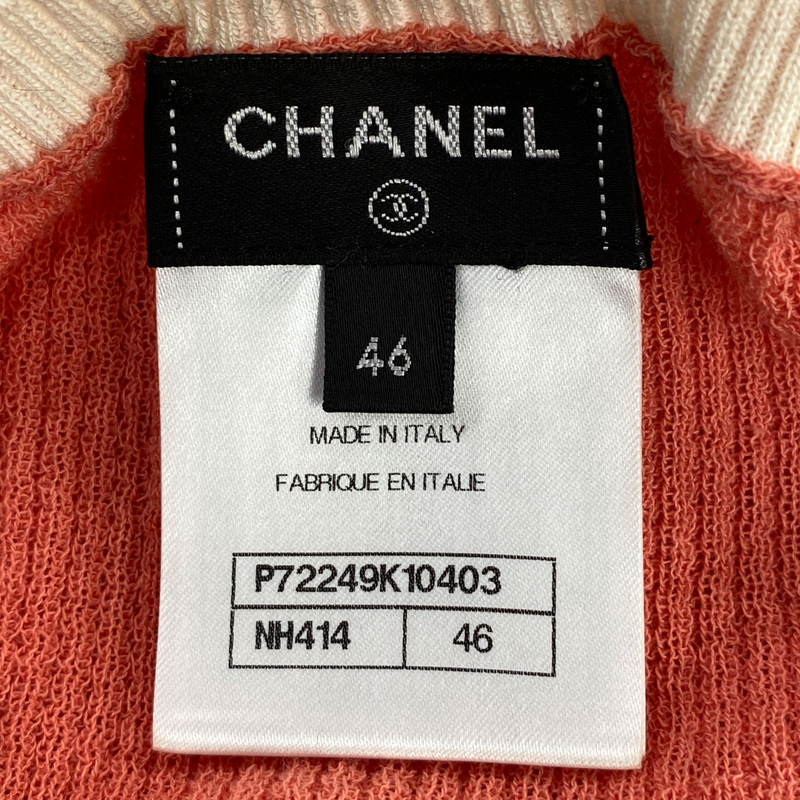 Chanel women's peach cotton t-shirt with embellished logo detail