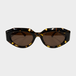 Bottega Veneta women's brown tortoise shell gold detail sunglasses