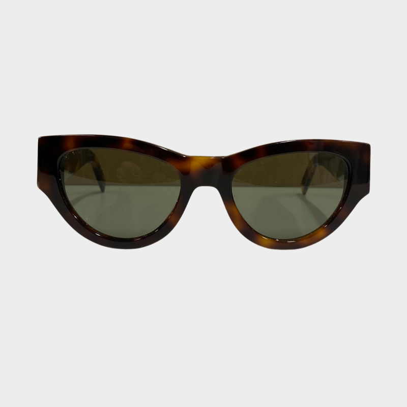 Saint Laurent women's brown tortoise shell sunglasses with logo