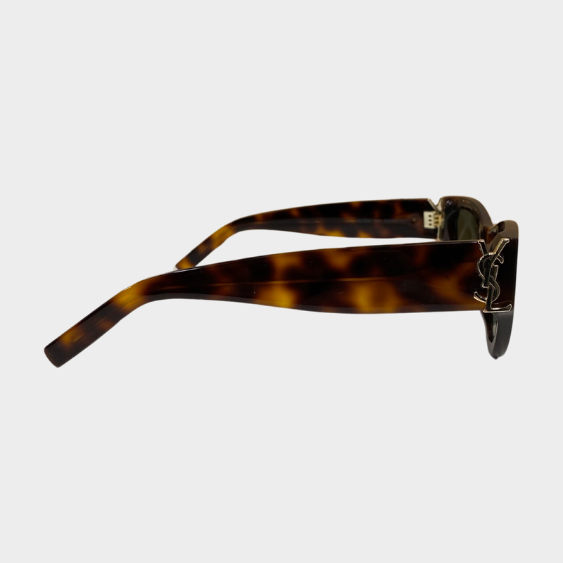 Saint Laurent women's brown tortoise shell sunglasses with logo